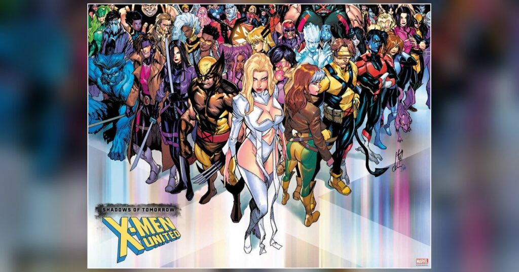 Großes X-Men-Ensemble mit bekannten Mutanten aus den Marvel Comics